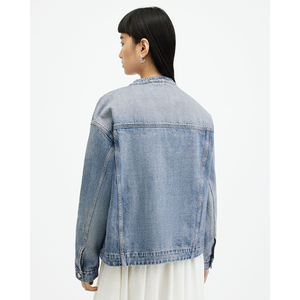 OEM de alta calidad personalizado 100% algodón Denim doble cremallera Vintage piedra lavada bombardero camionero chaqueta de mezclilla - Product Image 6