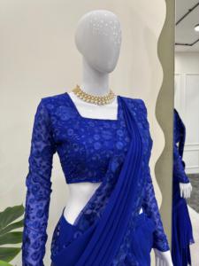 Lehenga Saree Moderne Réversible Brodé en Faux Georgette avec Broderie de Sequins pour Diwali/Mariages, avec Choli Intérieur Zain - Product Image 5