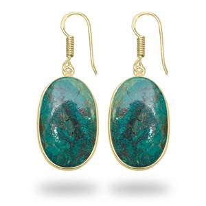 Venta al por mayor de aretes colgantes de azurita chapados en oro, joyería clásica para el cuerpo, estilo boda, idea de regalo moderna para mujer - Product Image 5