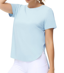 Vêtements d'entraînement de la meilleure qualité T-shirts à manches courtes pour femmes Top Gym Fitness Slim Fit T-shirts pour dames Unisexe Slim fit - Product Image 3