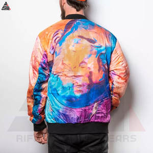 Chaqueta de bombardero para hombre con sublimación frontal de invierno con logotipo personalizado, tela de lona a prueba de viento de alta calidad, precio al por mayor - Product Image 2