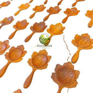 Cuillère en bois en forme de cœur, ustensile décoratif sculpté à la main, manche long de 18 cm - Product Image 5