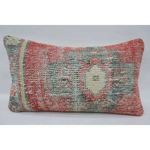 Multicolor Kantha Patchwork Wool <b>Pillow</b> 12x20 Inches Soft Floral Embroidered Woven Pattern for Sofa Use - Product Image 1