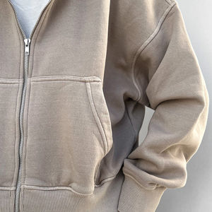 High Quality Men's <b>Retro</b> Distressed Trendy Acid Wash Oversized Hoodie Breathable Zip 100% Cotton French Terry <b>Fabric</b> Winter OEM - Product Image 6