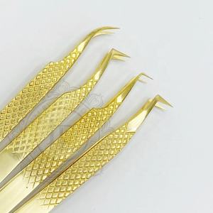 Extensions de cils pointus Plasma or privé personnalisables de qualité supérieure pince à épiler poignée diamantée en acier inoxydable de haute qualité - Product Image 1