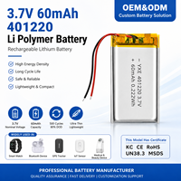 Batterie LiPo polymère ultra rechargeable MinYu Custom 401220 3.7V 60mAh avec PCB et fils pour appareils connectés Bluetooth