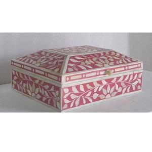 Organisateur de stockage décoratif fait à la main en noir et blanc motif floral boîte à bijoux en bois incrustée d'os durable au meilleur prix - Product Image 3