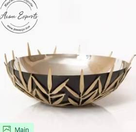 Elegante Tazón de Servir de Metal Pulido con Base de Alambre Dorado, Ecológico y con Estilo para Fiestas, Cenas o Uso Decorativo en el Hogar - Product Image 3
