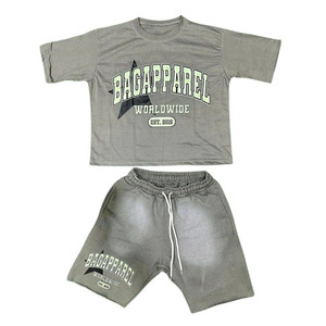 Summer Fashion Wholesale Manufacture <b>Cheap</b> Price 2 Piece Printed <b>Shirt</b> Shorts Set For Men OEM Breathable Rhinestone - Product Image 2