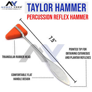 Martillo de Reflejos de Percusión de Acero Inoxidable Taylor Medical para Médicos y Enfermeras, Cabeza Roja, Potencia Manual para Clínicas, Pruebas Neurológicas - Product Image 5