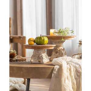 Grand plateau de service en bois d'acacia à bord vif avec poignées en métal Pouf multi-usage conçu pour le service des aliments - Product Image 2