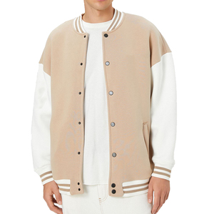 Wholesale Premium Unisex Varsity <b>Jacket</b> Vintage Style Casual Winter Knitted Customized Printing Embroidery Front Stand Collar - Product Image 1