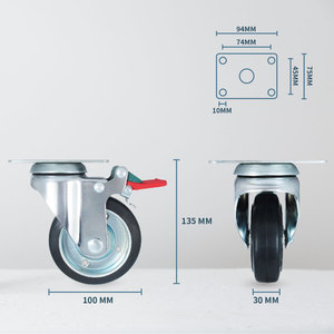 CCE 100 มม. ลูกกลิ้งล้อเลื่อนยางเซ็นทรัลล็อคอุตสาหกรรมยุโรป - Product Image 2