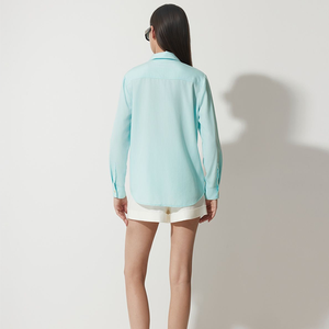 Camisa formal de negocios para mujer, manga larga, cierre de botones, patrón sólido, tela tejida para primavera y verano, ropa de oficina - Product Image 2