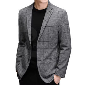 Blazer pour homme, couleur unie, simple boutonnage, automne-hiver, blazer à deux boutons et poches pour homme - Product Image 2