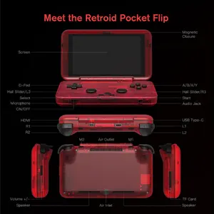 Retroid Pocket Flip 4.7Inch Touch Screen Handheld Game Console 4G+128G Wifi Android 11 Video Game Console 5000mAh Active Cooling