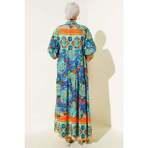 Patterned <b>Buttoned</b> Front Dress Orange - Product Image 2