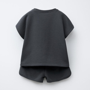 2025 haute qualité Logo personnalisé fille été short ensemble/coton ensemble court fille à manches courtes T-shirt et court deux pièces double ensemble - Product Image 2