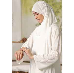 Abaya blanche élégante longue style abaya avec foulard assorti tissu de qualité supérieure bon marché et prix abordable - Product Image 5