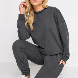 Ensemble survêtement pour femme à manches longues et col rond, pantalon de jogging en molleton doux, deux pièces pour l'hiver, vêtements de détente - Product Image 1
