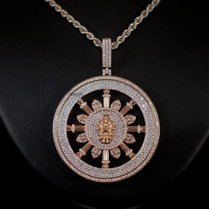 Colgante único de Plata de Ley 925 de Hip Hop con diamantes cultivados en laboratorio de corte brillante redondo para colgantes de regalo - Product Image 1