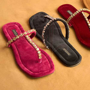 Unique Style Custom Made Women Kolhapuri Customizable Hot Pink Anti-Slippery Printed Velvet Upper Footwear - Product Image 6