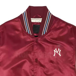 Veste d'hiver Letterman en satin à boutons couverts pour hommes veste Letterman en satin de marque privée coupe ample - Product Image 3