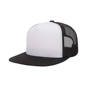 Vente en gros Casquette de camionneur bicolore Sstructurec5 Panel Mesh Performance Flat Brim Casquette de sport vierge personnalisée ODM OEM pour les voyages de vacances - Product Image 1