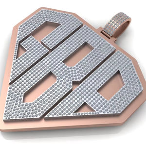 Pendentif personnalisé en forme de lettre avec logo, en argent 925 plaqué or bicolore, serti de diamants moissanite, pour rappeur, bijoux hip-hop pour homme - Product Image 1