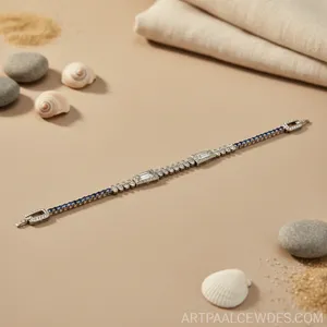 สร้อยข้อมือไพลินและเพชรเงินสเตอร์ลิงของผู้หญิงเครื่องประดับที่สง่างาม - Product Image 2