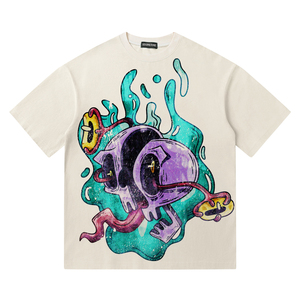 2025 nuevo diseño 250 Gsm Camiseta básica de gran tamaño gráfico DTG impreso 100% algodón Jersey estilo Casual con cuello redondo patrón sólido - Product Image 6