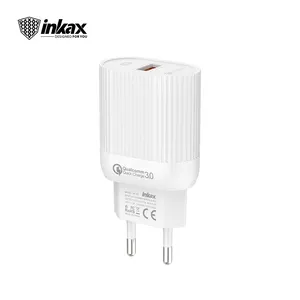 Inkax 20W duvar şarj cihazı hızlı şarj QC 3.0 şarj güç adaptörü USB tip C kablosu ile