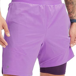 Pantalon de gym actif pour hommes, décontracté, fitness, sueur, sport, entrejambe 5 pouces, double couche, motif solide, élastique, taille moyenne, anti-rides - Product Image 6