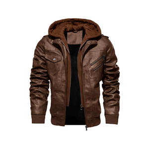 Fashion <b>Men's</b> <b>Leather</b> <b>Jackets</b> Solid Color Zipper <b>Faux</b> <b>Leather</b> Casual PU <b>Jacket</b> <b>for</b> <b>Men</b> - Product Image 1