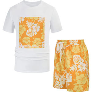 T-shirt et short pour hommes, design personnalisé, tissu légèrement extensible, ensemble 2 pièces, tenues d'été à bas prix - Product Image 1