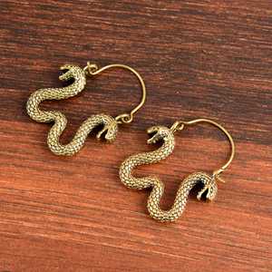 Pendientes de Aro con Forma de Serpiente, Estilo Gótico, de Latón, con Acabado Plateado Oxidado, para Mujer, Venta al Por Mayor/OEM/ODM, Moda 2024 - Product Image 6