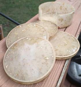 <b>Hand</b> Poured Resin coaster 5mm Unique Texture <b>Heat</b> Resistant for Dining Room Tabletop Safety Stylish Premium Durable Reusable - Product Image 1