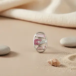 Boucles d'oreilles pour femmes, usage quotidien, cristal argenté et pierre rose - Product Image 3