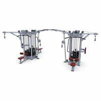 Sistema de entrenamiento de fuerza con cable para gimnasio multiestación de 8 estaciones, con polea alta, polea larga, dominadas y crossover
