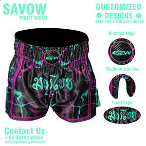 Shorts de Muay Thai en gros avec tissu satiné léger, taille élastique, conçus pour l'entraînement et les combats - Product Image 4