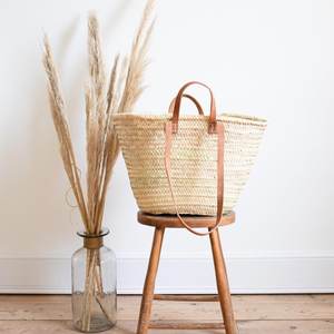 Bolso de Mano de Paja Francesa Tejido a Mano, Bolso de Hombro Grande para la Playa o Compras, con Doble Correa de Cuero, Venta al por Mayor - Product Image 4