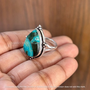 แหวนเงินแท้ 925 ประดับคริโซคอลล่าและมาลาไคต์ สำหรับผู้หญิง เครื่องประดับงานแต่งงาน ราคาโรงงาน ขายส่ง กำลังเป็นที่นิยม - Product Image 2