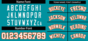 Camiseta de Béisbol Personalizada Color Verde Azulado con Ribete Naranja, Nombre y Número Personalizados, Cuello en V, Uniforme de Equipo, Camiseta Deportiva Transpirable - Product Image 3