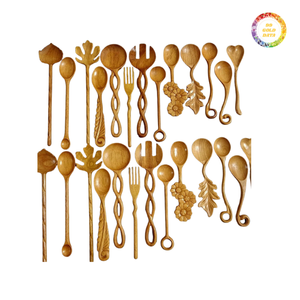 Cuillères en bois solides pour cuisiner, ustensiles de cuisine de haute qualité, abordables, durables pour remuer et mélanger - Product Image 6