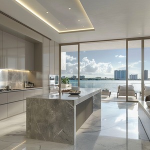 Oem kinh tế độ bóng cao màu xám trắng sơn mài MDF được xây dựng trong lò vi sóng tủ bếp nhà máy trực tiếp cho tủ bếp dự án - Product Image 1