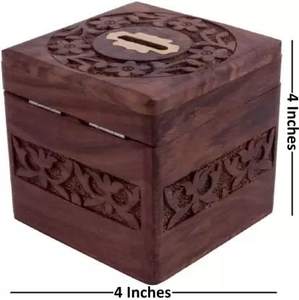 Banco de monedas rectangular de madera clásico ecológico creativo, regalo de cumpleaños para niños, olla para ahorrar dinero con cerradura hecha en CN;GUA - Product Image 4