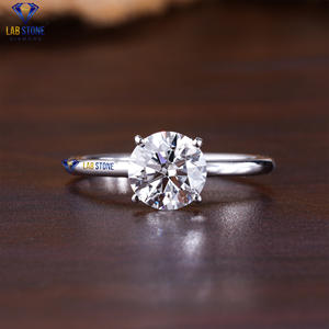 Anillo de oro blanco con diamante de corte redondo Lab-Stone 1,25 TDW, oro de 18K/14K, Color DE LA EF-VS para compromiso o boda - Product Image 1