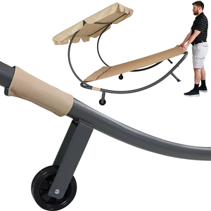 SUM-Tumbona para adultos con reposacabezas doble, estructura de acero duradera, hamaca reclinable, playa al aire libre, patio, piscina - Product Image 6