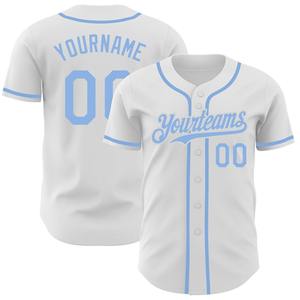 Camiseta de béisbol auténtica blanca clara azul personalizada ropa de equipo personalizada más vendida - Product Image 1