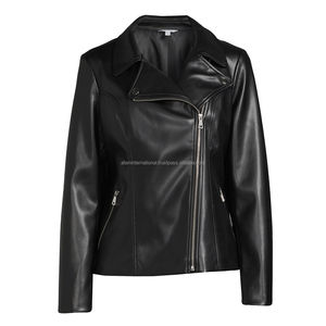 Veste en cuir d'hiver pour femmes, en cuir de vache véritable, coupe ajustée, style motard, fermeture éclair, vêtement d'extérieur élégant, vente en gros d'usine - Product Image 6
